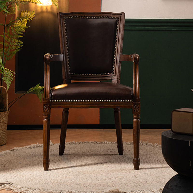 Rustic Style Open Back Brown Solid Wood Home Dining Side Chair
