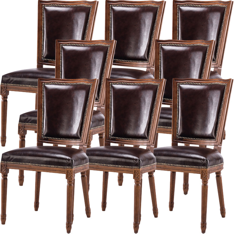 Rustic Style Open Back Brown Solid Wood Home Dining Side Chair