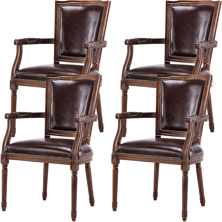Rustic Style Open Back Brown Solid Wood Home Dining Side Chair
