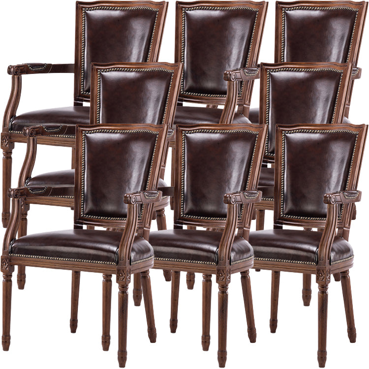 Rustic Style Open Back Brown Solid Wood Home Dining Side Chair