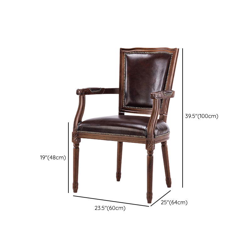 Rustic Style Open Back Brown Solid Wood Home Dining Side Chair