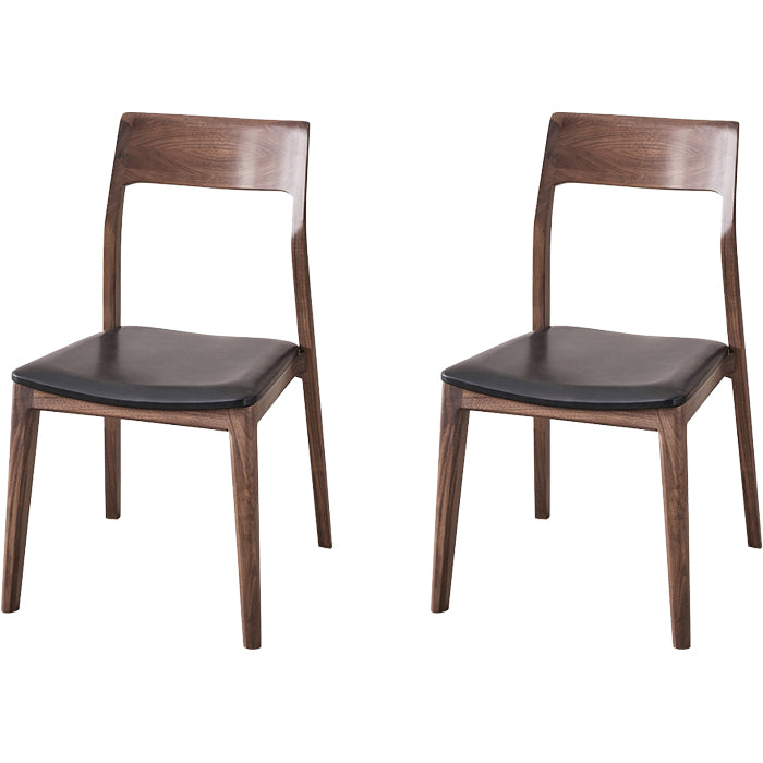 Contemporary Indoor Walnut Solid Wood Open Back Side Dining Chair