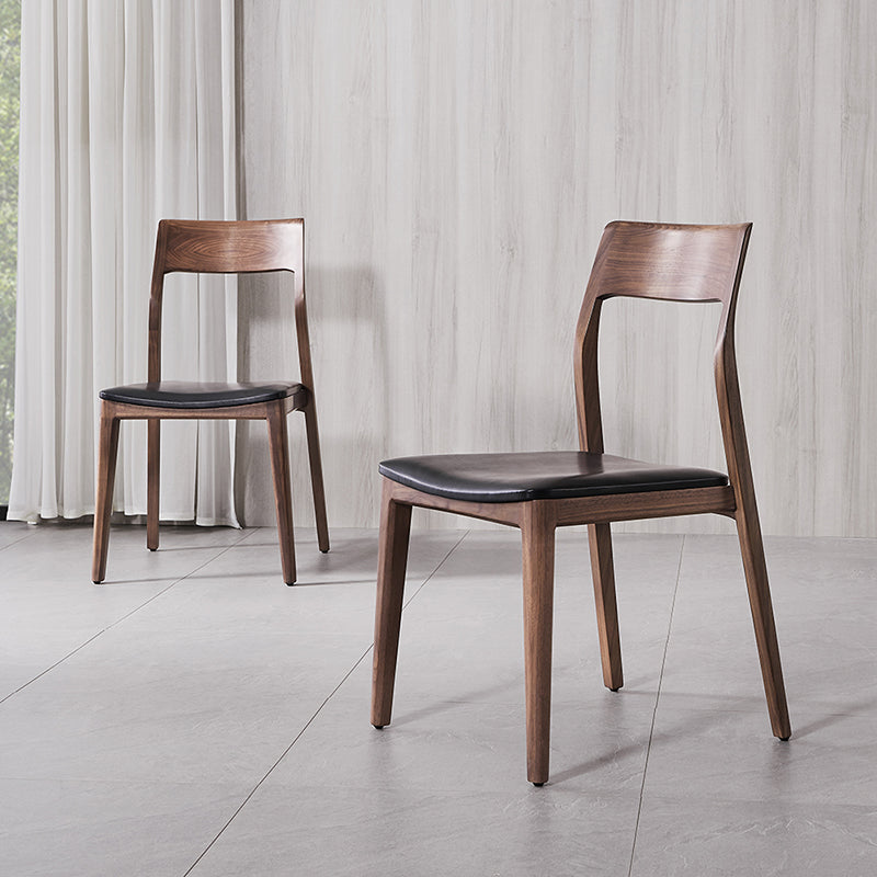 Contemporary Indoor Walnut Solid Wood Open Back Side Dining Chair