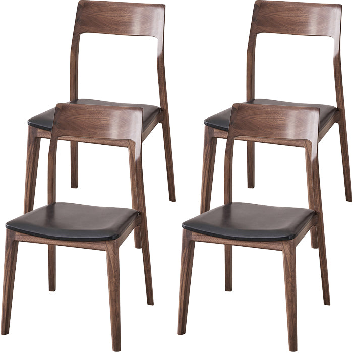 Contemporary Indoor Walnut Solid Wood Open Back Side Dining Chair
