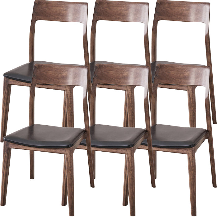 Contemporary Indoor Walnut Solid Wood Open Back Side Dining Chair
