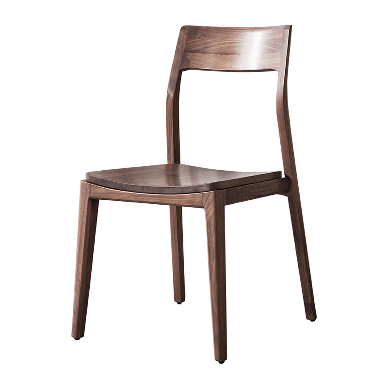 Contemporary Indoor Walnut Solid Wood Open Back Side Dining Chair