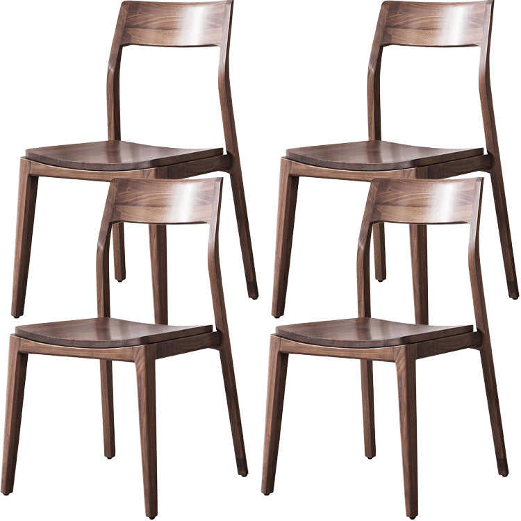 Contemporary Indoor Walnut Solid Wood Open Back Side Dining Chair