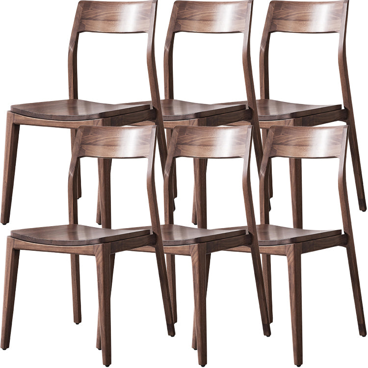 Contemporary Indoor Walnut Solid Wood Open Back Side Dining Chair