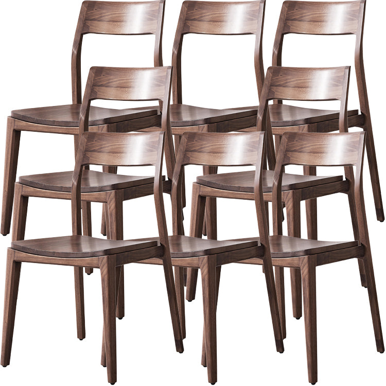 Contemporary Indoor Walnut Solid Wood Open Back Side Dining Chair