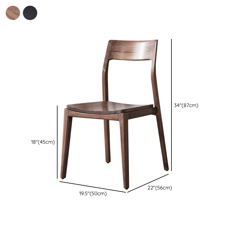 Contemporary Indoor Walnut Solid Wood Open Back Side Dining Chair