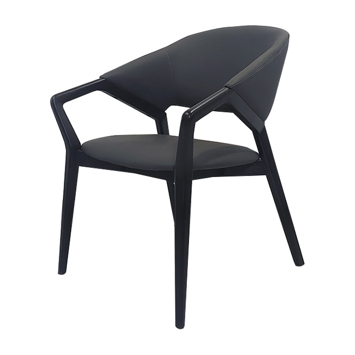 Modern Style Leather Open Back Wooden Frame Home Dining Arm Chair