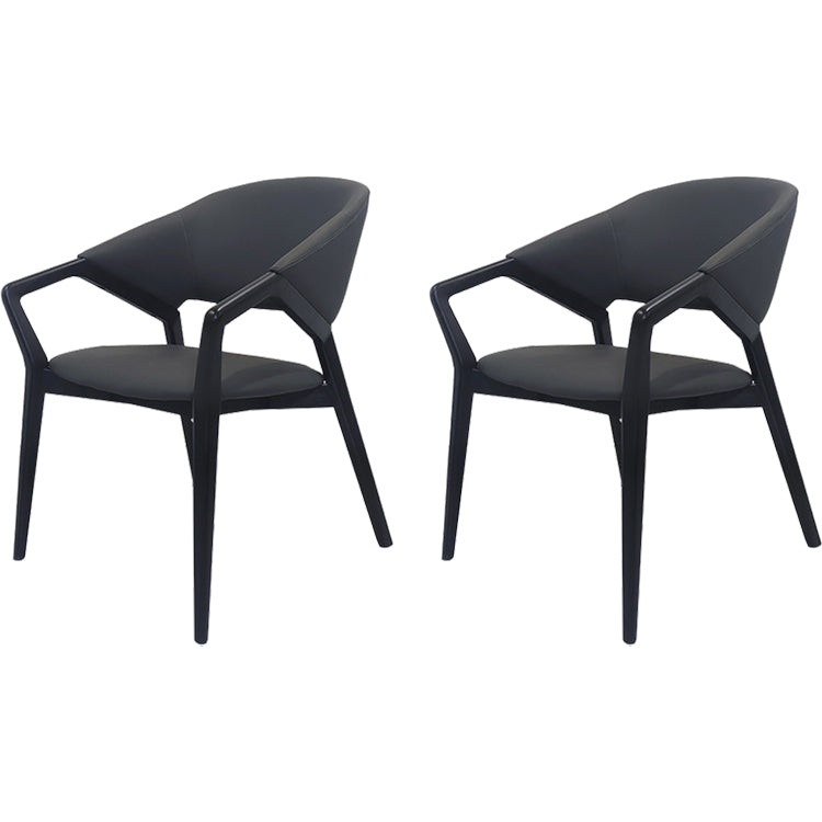 Modern Style Leather Open Back Wooden Frame Home Dining Arm Chair