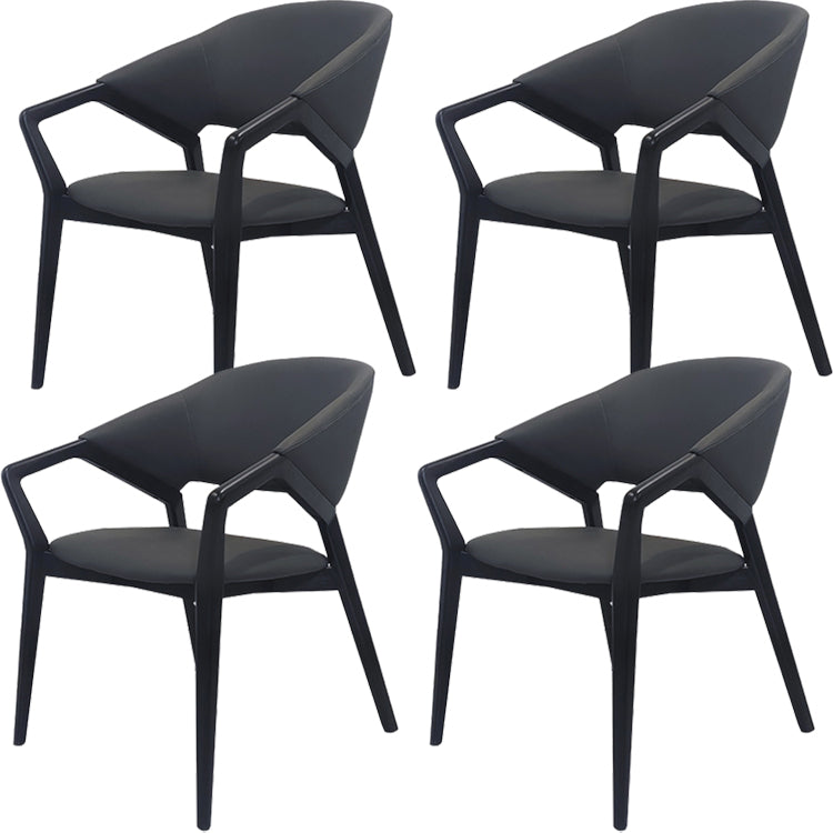 Modern Style Leather Open Back Wooden Frame Home Dining Arm Chair