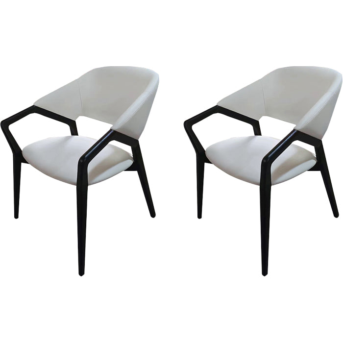 Modern Style Leather Open Back Wooden Frame Home Dining Arm Chair