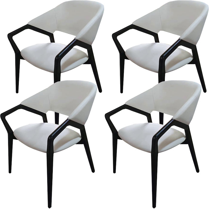 Modern Style Leather Open Back Wooden Frame Home Dining Arm Chair