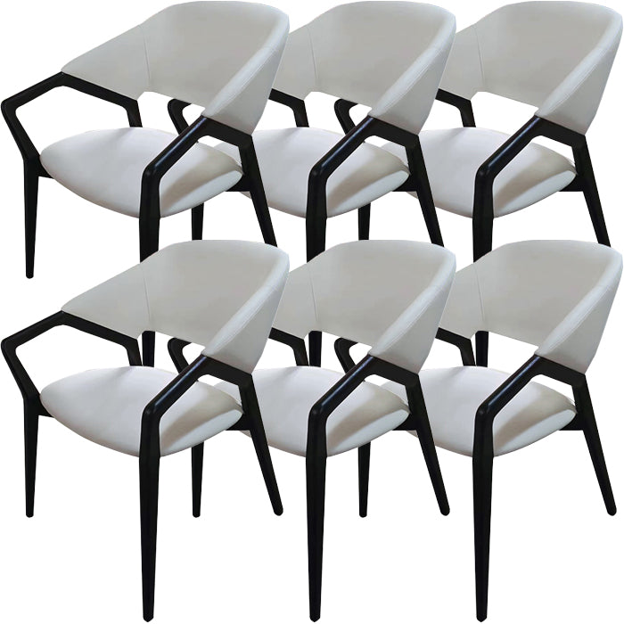 Modern Style Leather Open Back Wooden Frame Home Dining Arm Chair
