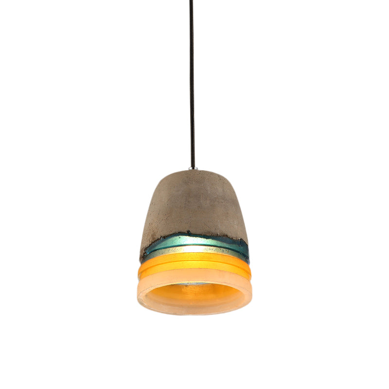 Industrial Bucket Pendant Light 1 Head Cement and Resin Hanging Ceiling Lamp in Grey for Restaurant