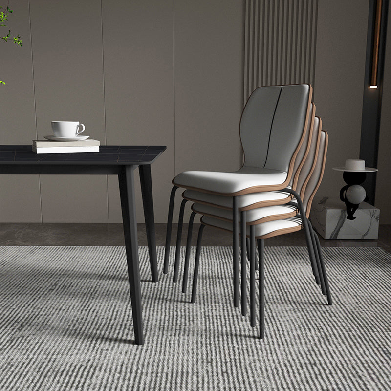 Industrial Indoor Faux Leather Upholstered Parsons Armless Dining Chair