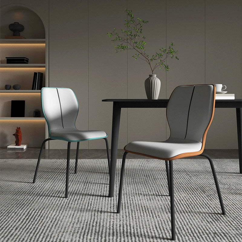 Industrial Indoor Faux Leather Upholstered Parsons Armless Dining Chair