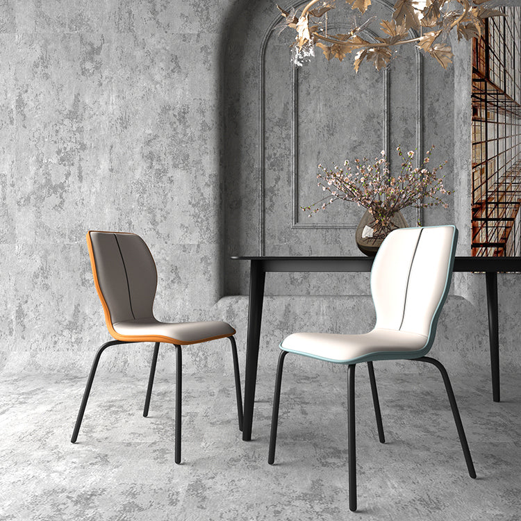 Industrial Indoor Faux Leather Upholstered Parsons Armless Dining Chair