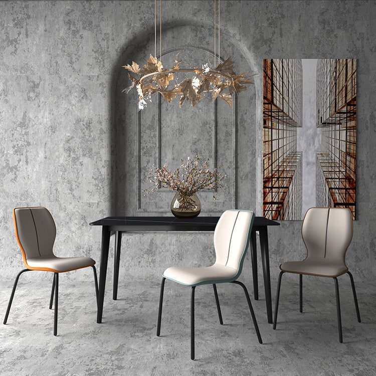 Industrial Indoor Faux Leather Upholstered Parsons Armless Dining Chair
