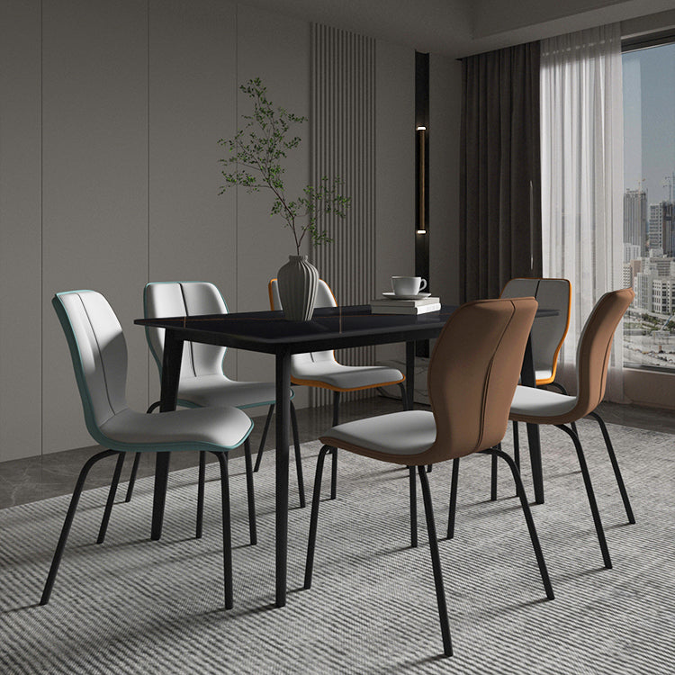 Industrial Indoor Faux Leather Upholstered Parsons Armless Dining Chair