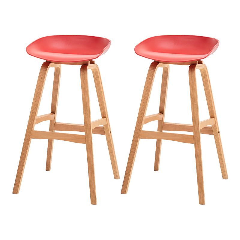 Modern Plastic Low Back Counter & Bar Stool with Solid Wood Base