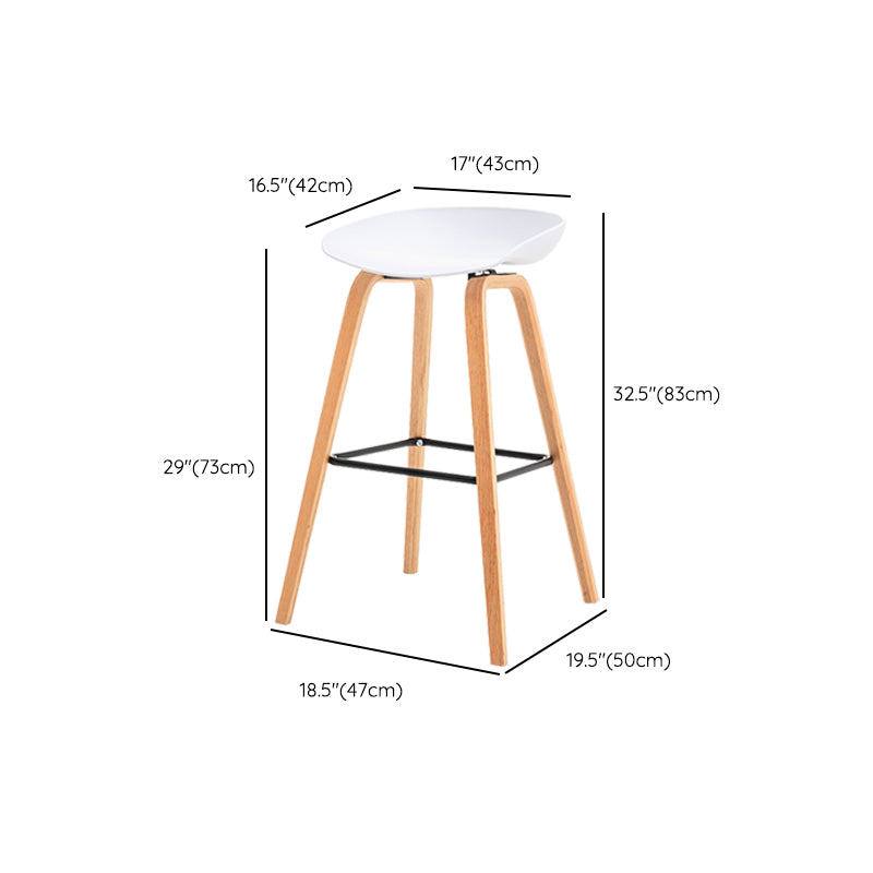 Modern Plastic Low Back Counter & Bar Stool with Solid Wood Base