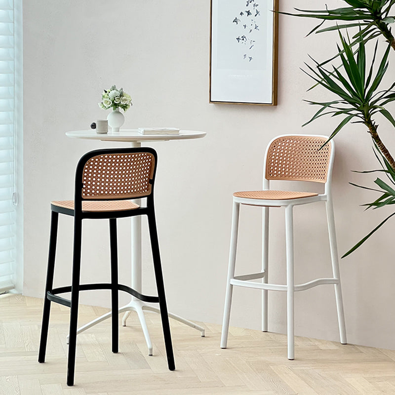 Modern Style Backrest Counter Stool with Metal Base and 4 Legs