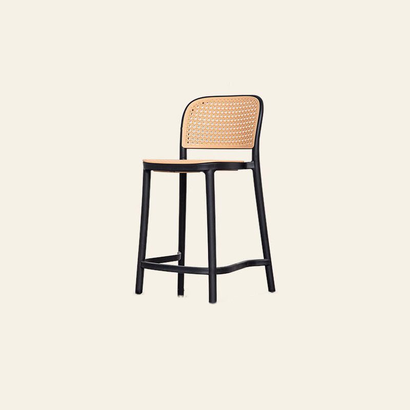 Modern Style Backrest Counter Stool with Metal Base and 4 Legs