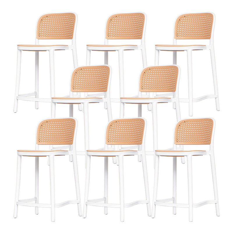 Modern Style Backrest Counter Stool with Metal Base and 4 Legs