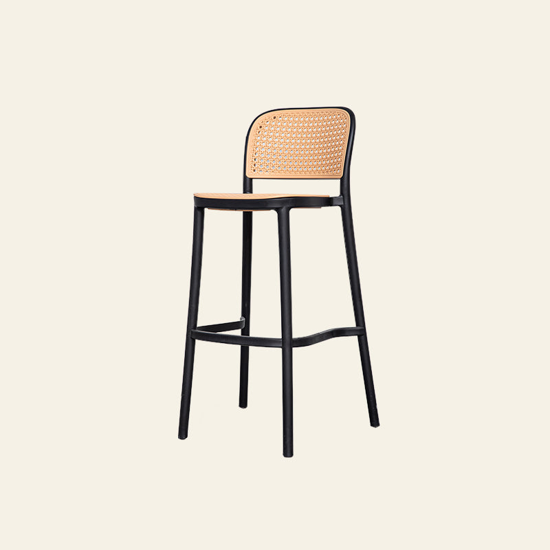 Modern Style Backrest Counter Stool with Metal Base and 4 Legs