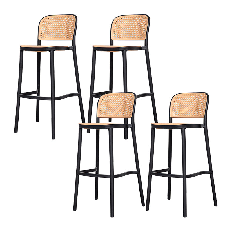 Modern Style Backrest Counter Stool with Metal Base and 4 Legs