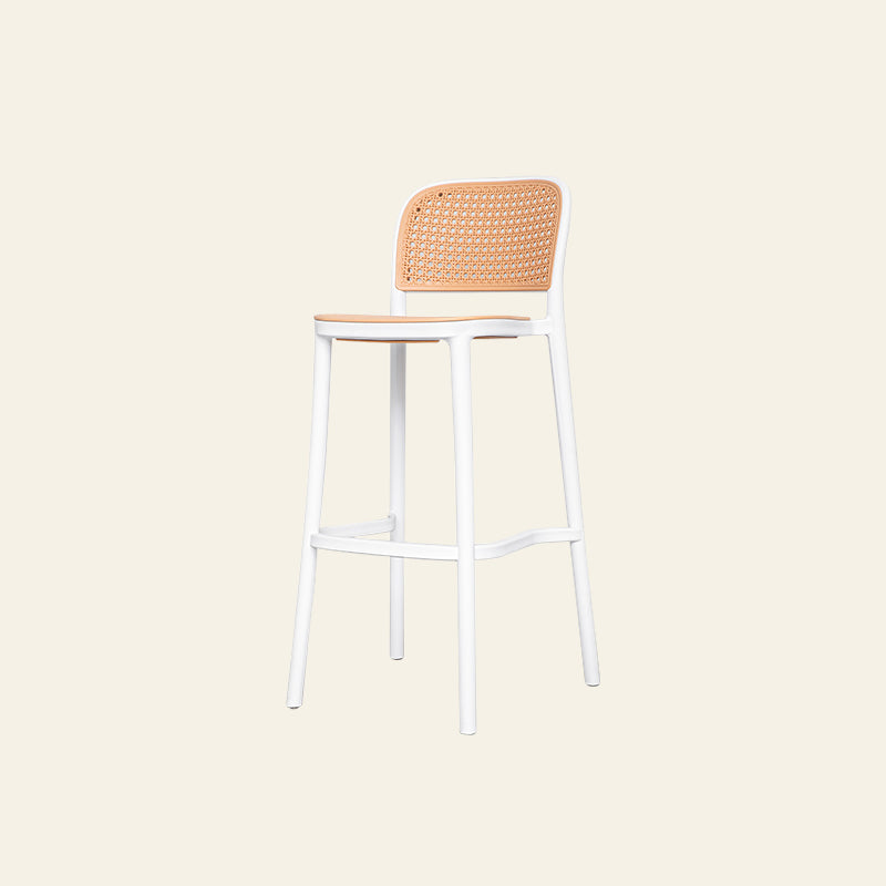 Modern Style Backrest Counter Stool with Metal Base and 4 Legs