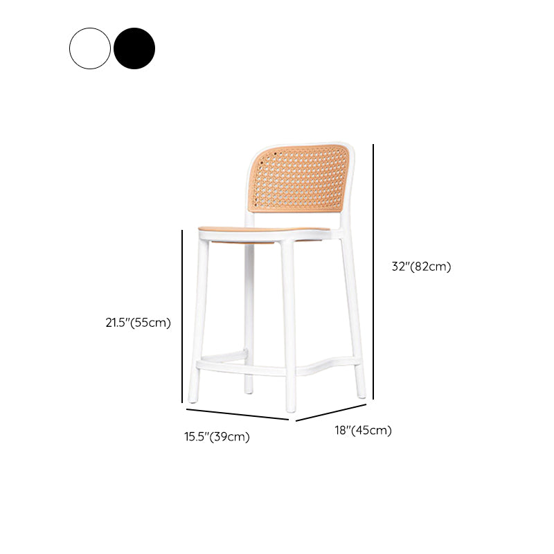 Modern Style Backrest Counter Stool with Metal Base and 4 Legs
