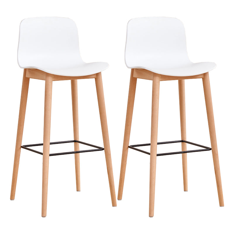 Modern Low Back Counter-height Stool with Solid Wood and Plastic