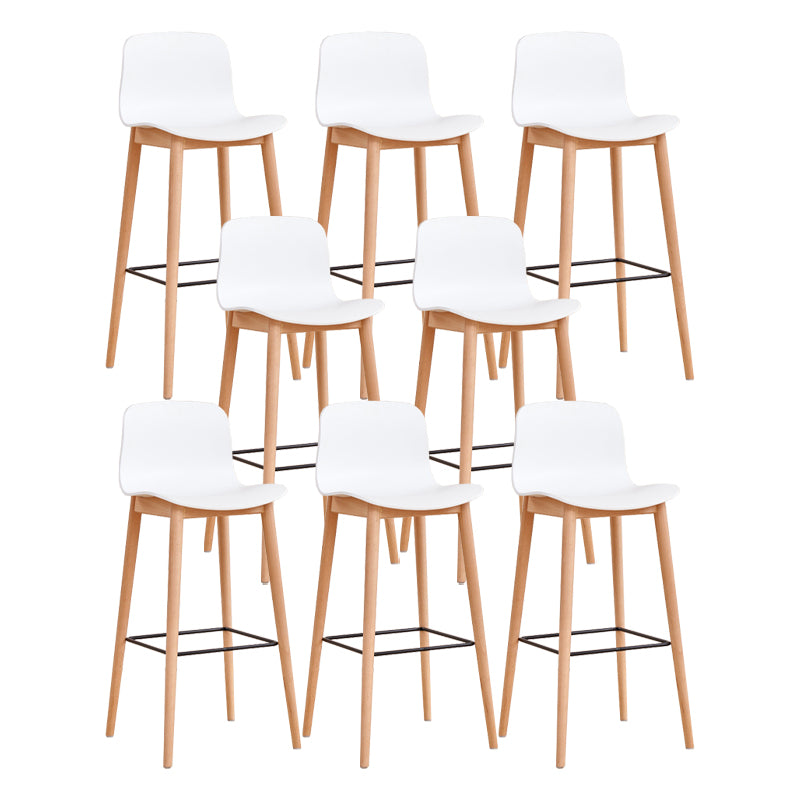 Modern Low Back Counter-height Stool with Solid Wood and Plastic