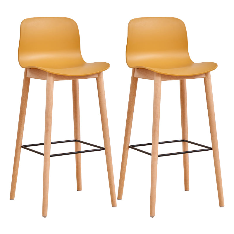Modern Low Back Counter-height Stool with Solid Wood and Plastic
