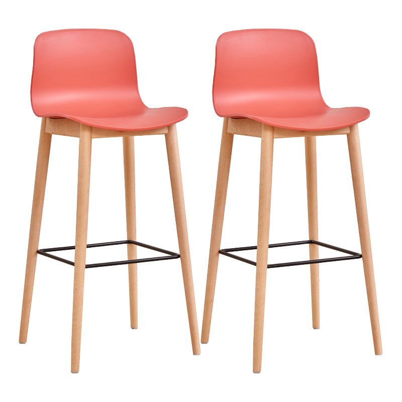 Modern Low Back Counter-height Stool with Solid Wood and Plastic