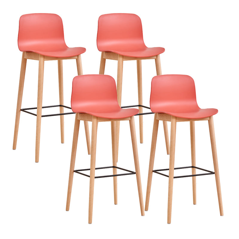Modern Low Back Counter-height Stool with Solid Wood and Plastic