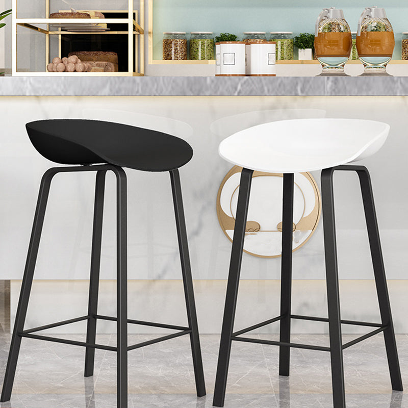 Contemporary Plastic Backrest Counter High Stool with 4 Legs