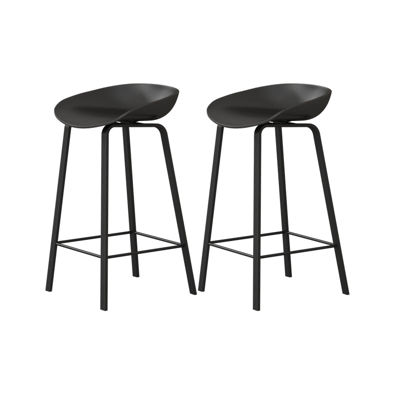 Contemporary Plastic Backrest Counter High Stool with 4 Legs