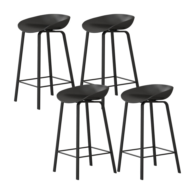 Contemporary Plastic Backrest Counter High Stool with 4 Legs