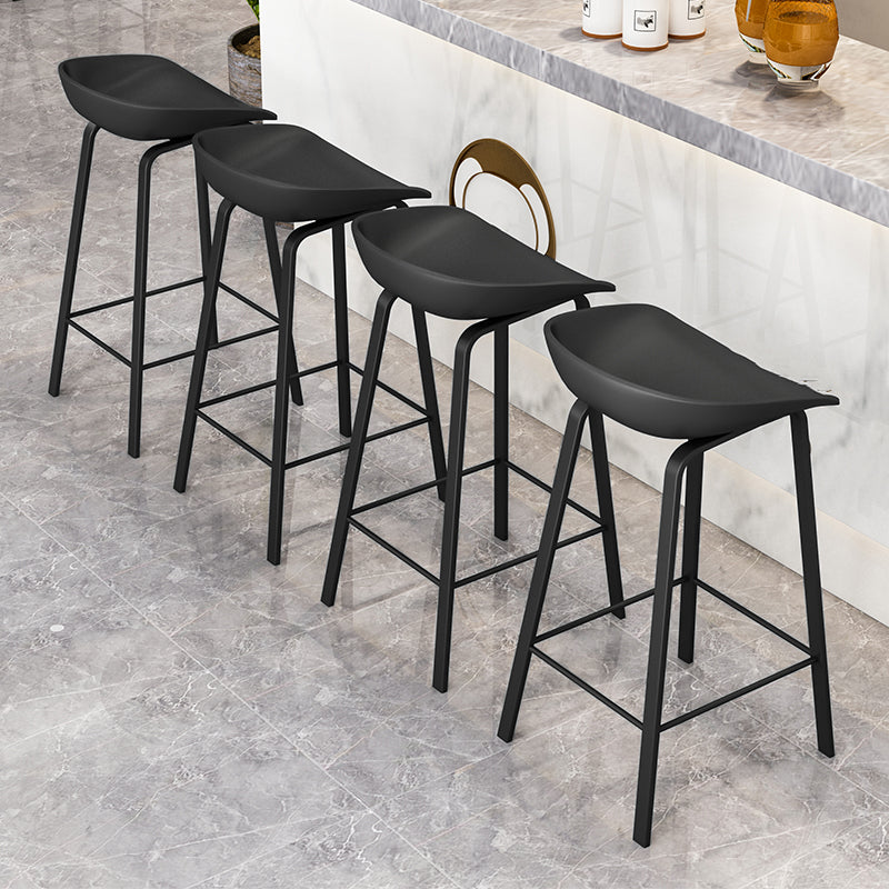 Contemporary Plastic Backrest Counter High Stool with 4 Legs