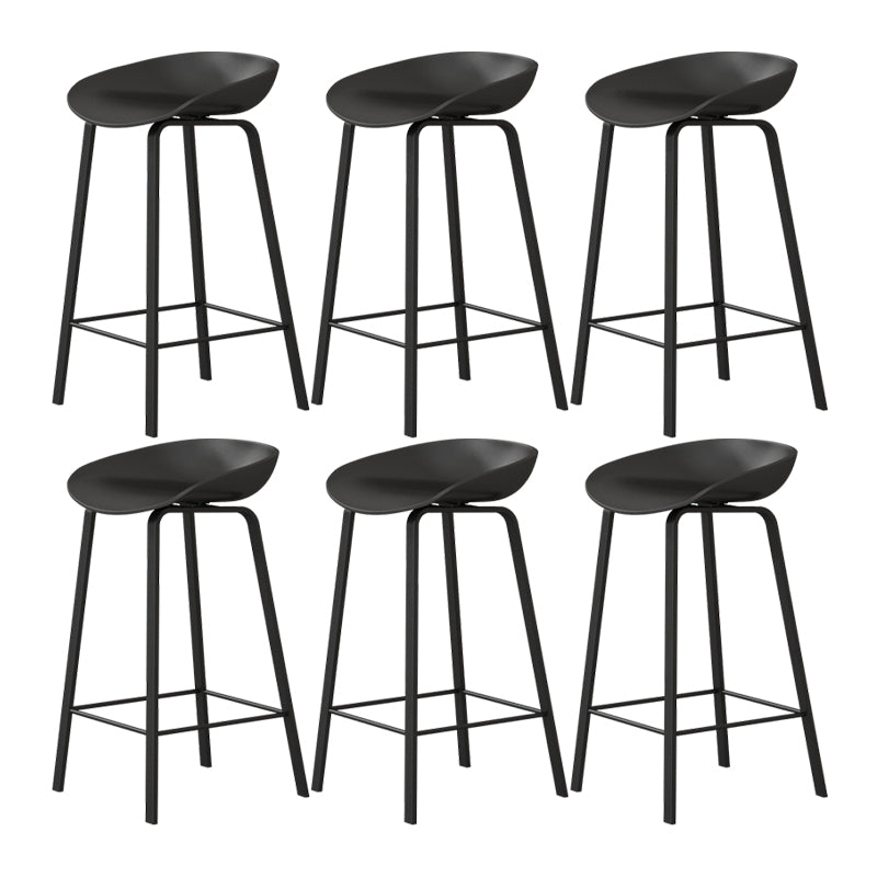 Contemporary Plastic Backrest Counter High Stool with 4 Legs