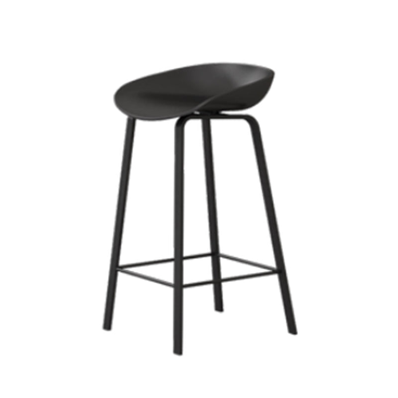 Contemporary Plastic Backrest Counter High Stool with 4 Legs
