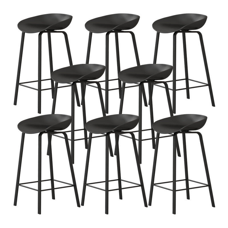 Contemporary Plastic Backrest Counter High Stool with 4 Legs