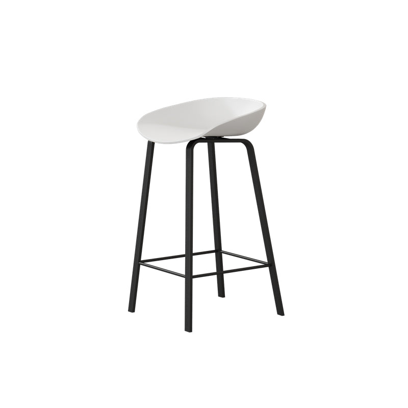 Contemporary Plastic Backrest Counter High Stool with 4 Legs