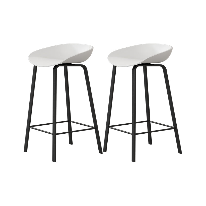 Contemporary Plastic Backrest Counter High Stool with 4 Legs