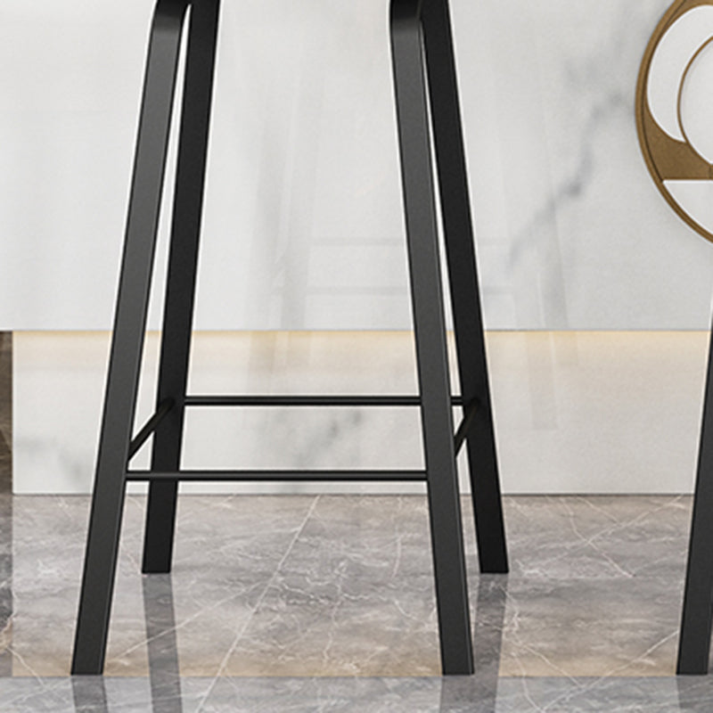 Contemporary Plastic Backrest Counter High Stool with 4 Legs